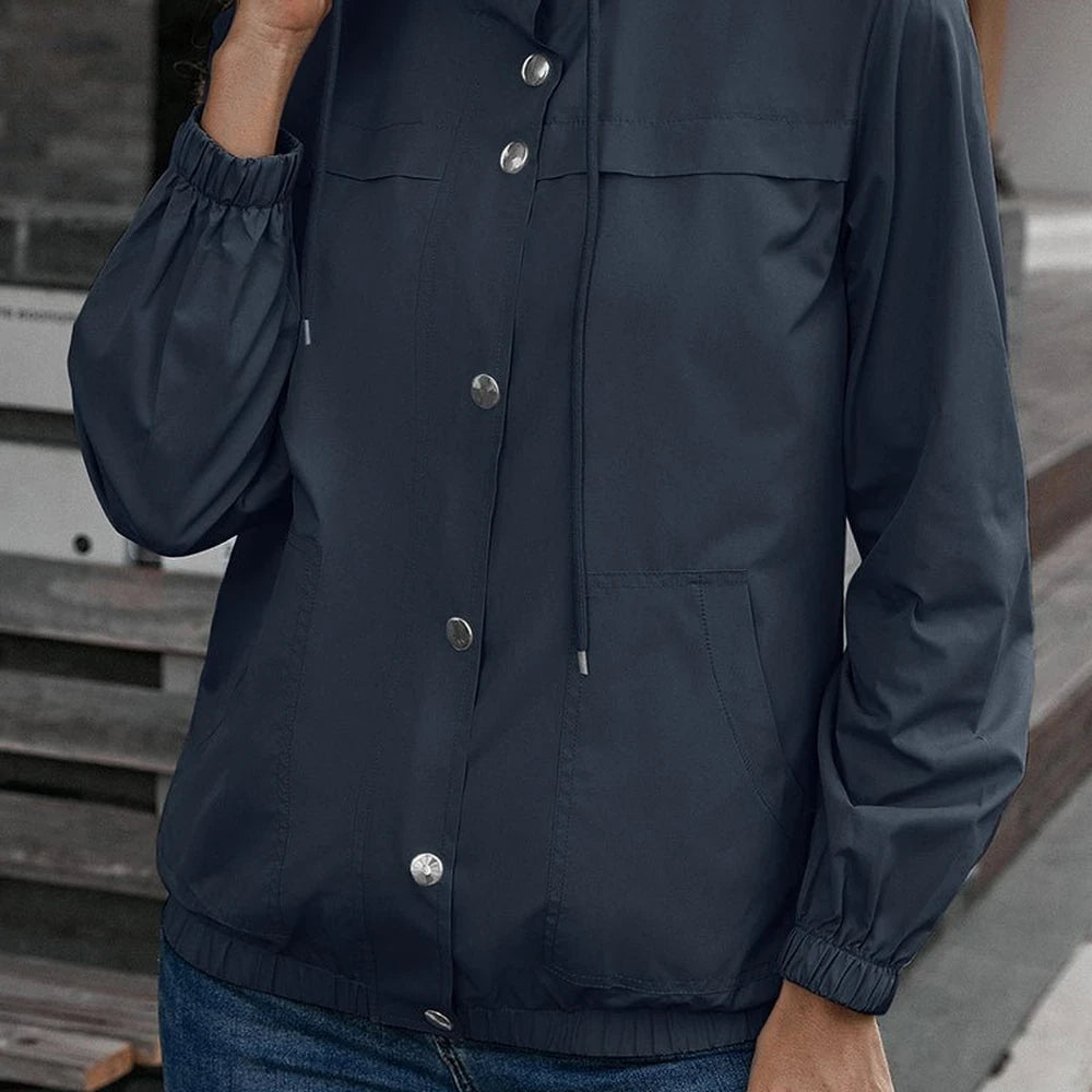 Hooded Sports Jacket with Button-Down