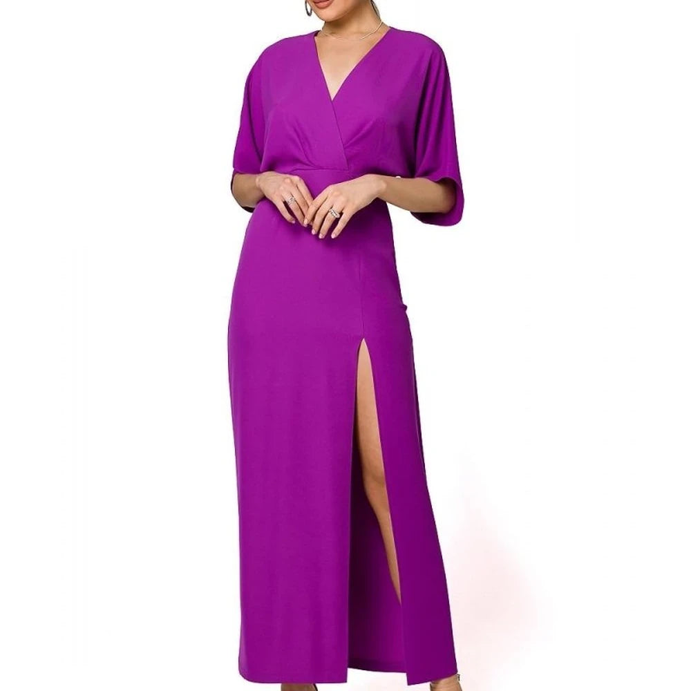 Long Evening Dress with High Leg Slit