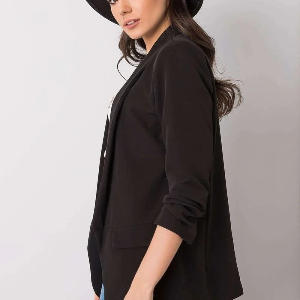 3/4 Sleeve Unbuttoned Jacket with Lining