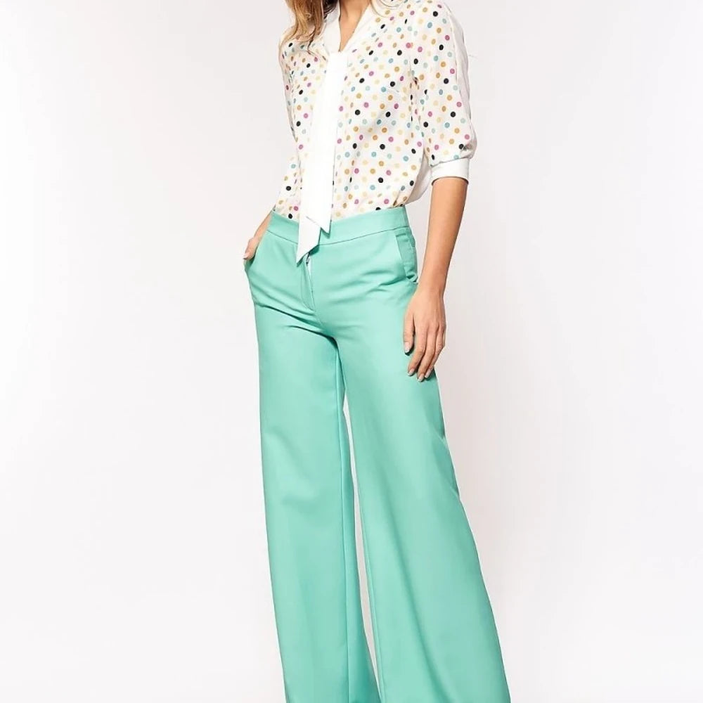 Polka Dot Short Sleeve Office Blouse