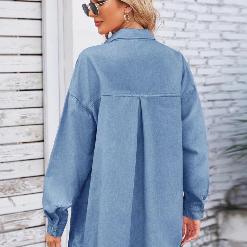 Denim Shacket with Pockets