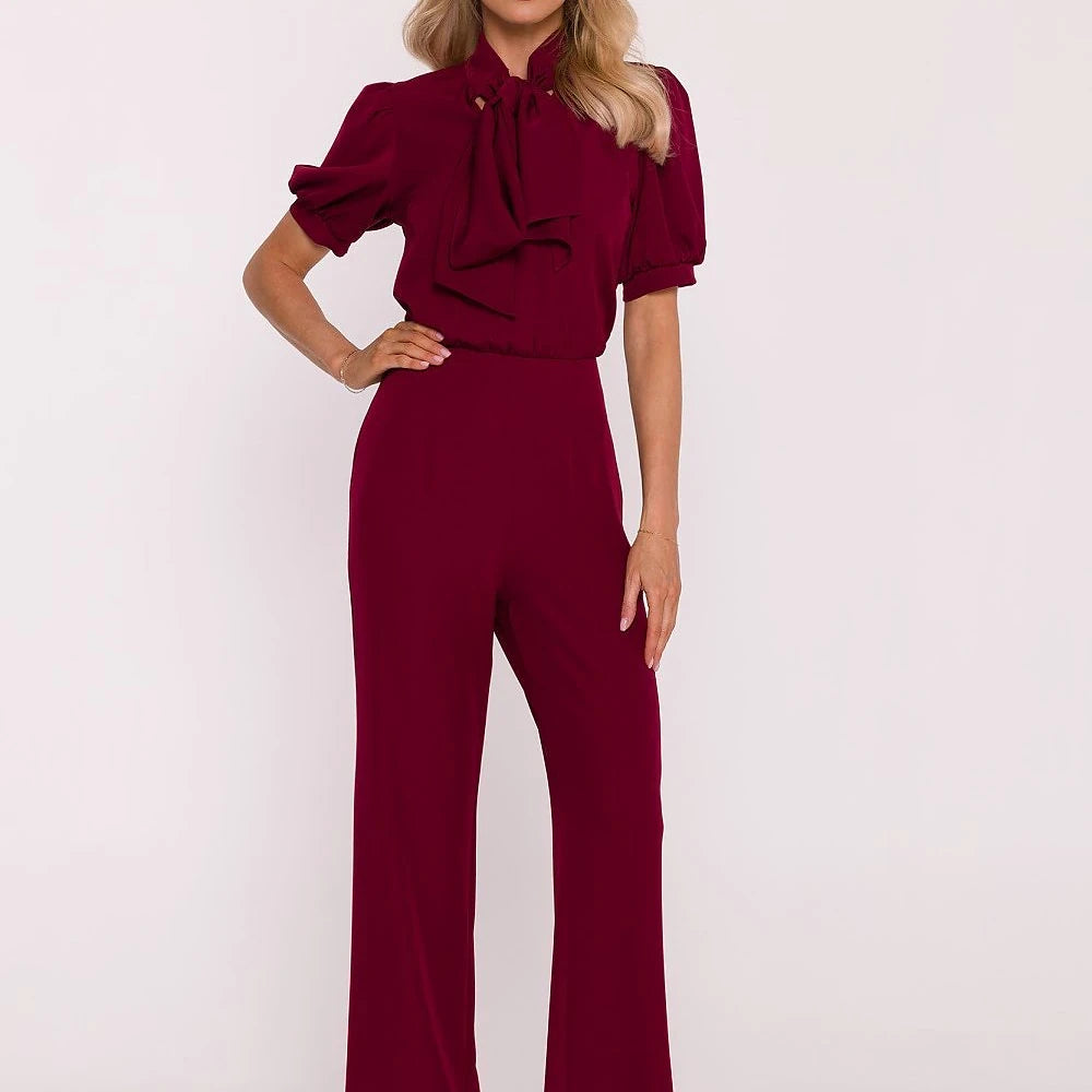 Women's Elegant Suit V-Neck Wide Leg Trousers