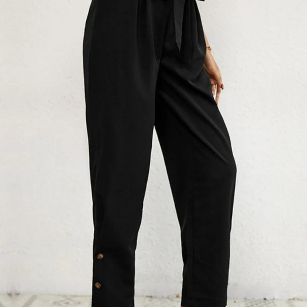 Women's Cropped Pants with Tie Waist