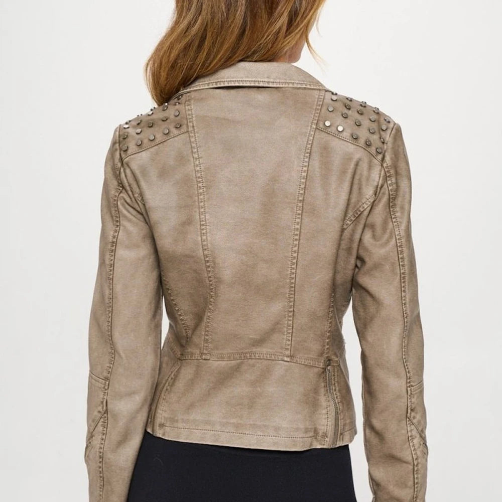 Studded Faux Leather Moto Jacket