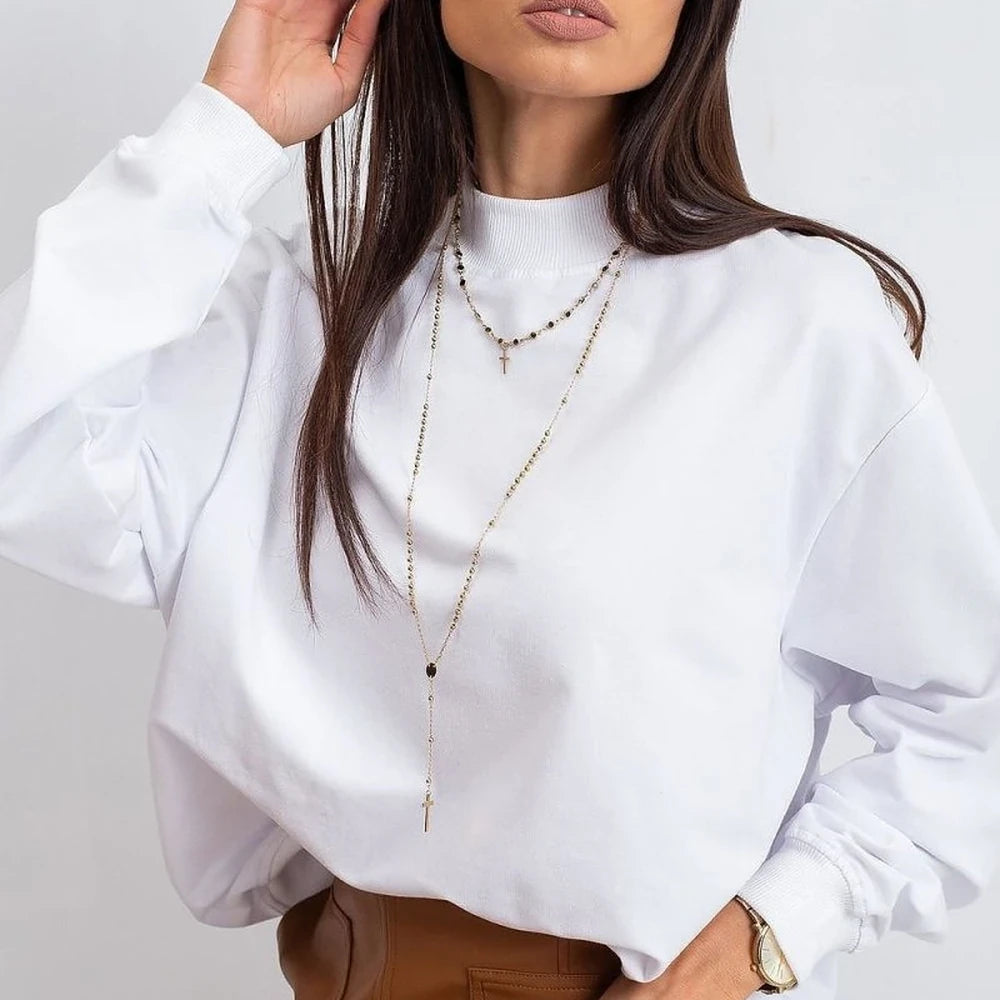 Women's Long Sleeve Stand Collar Sweatshirt
