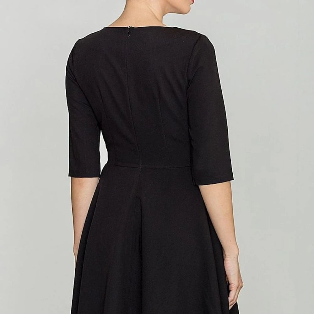 Knee-Length Day Dress with Elbow Sleeves