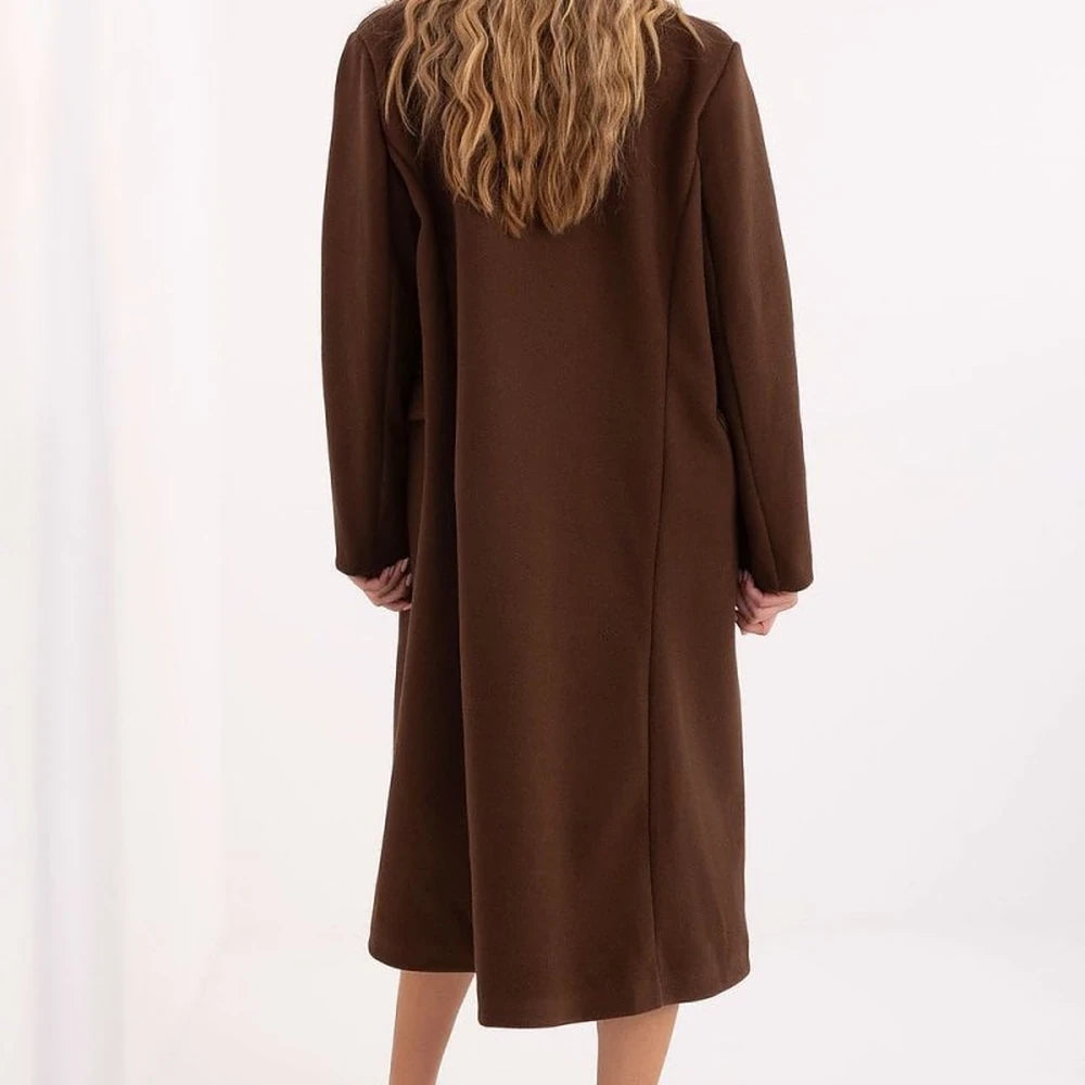 Elegant Polyester Lapel Collar Coat