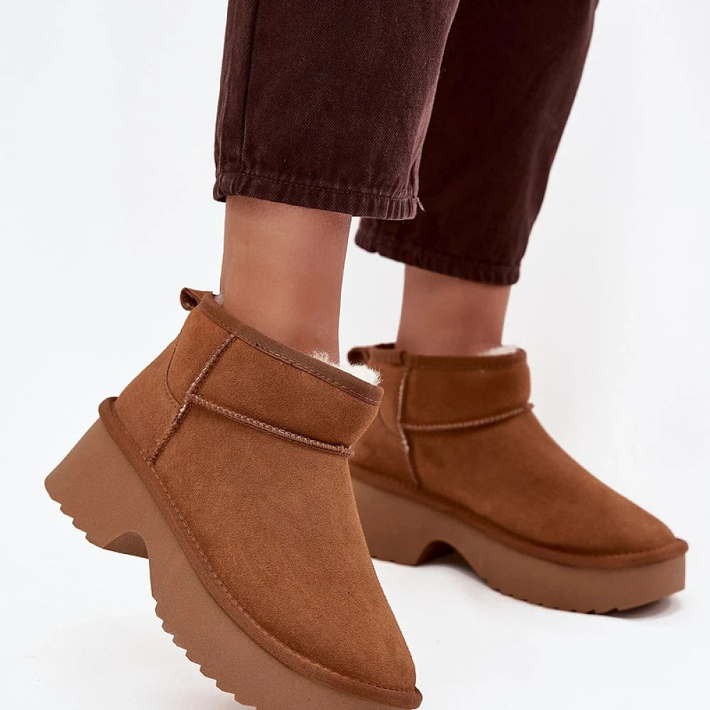 Women's Suede Snow Boots with Fur Lining