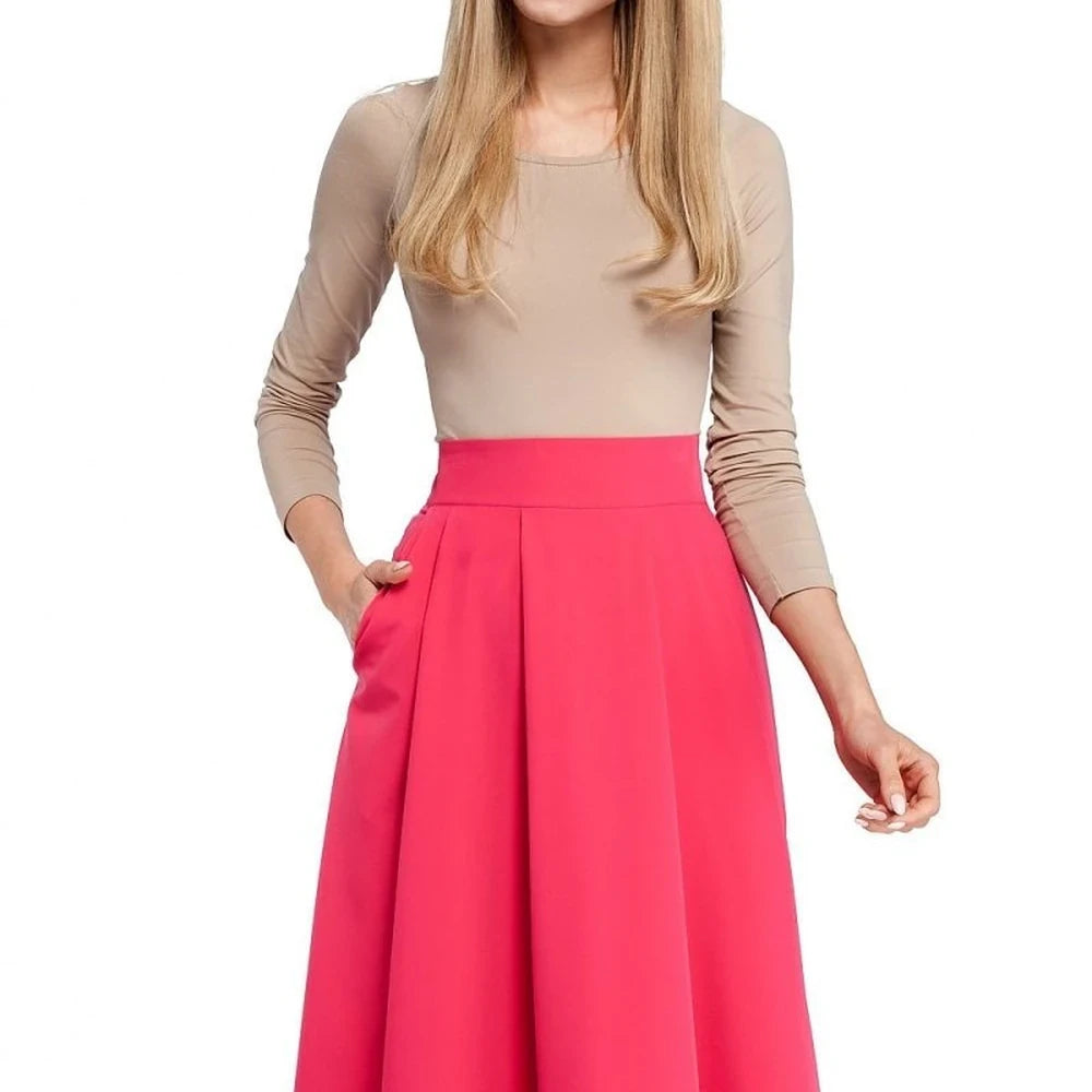 Knee-Length Flared Skirt with Pockets