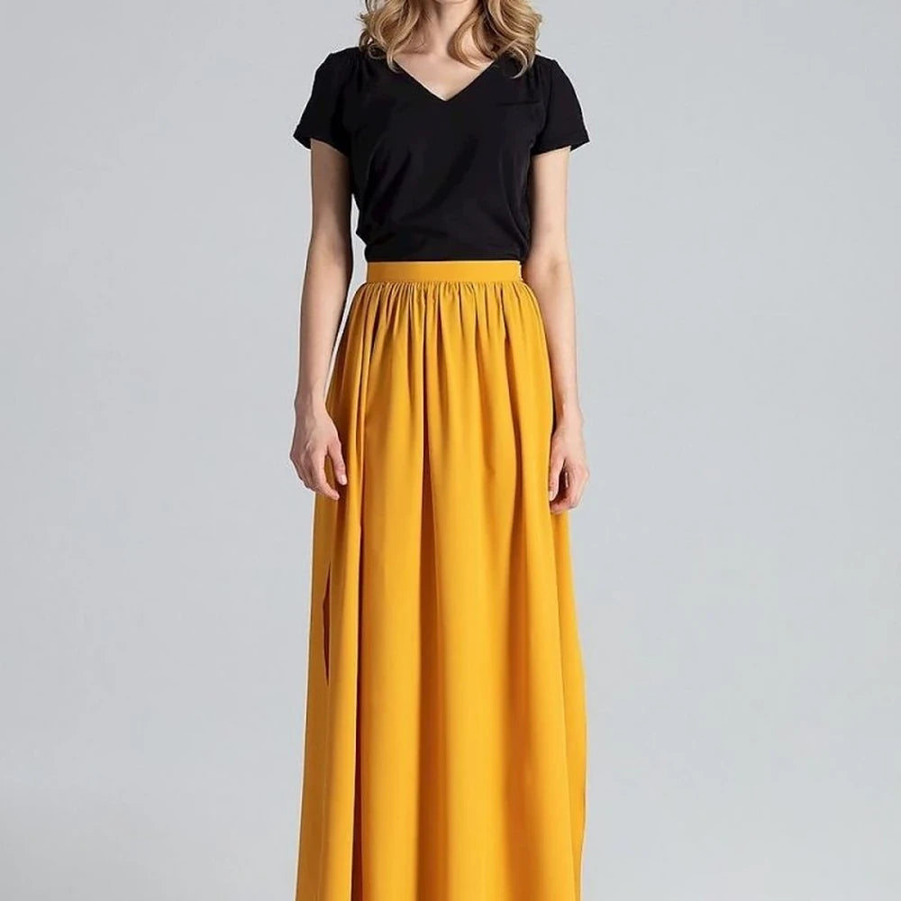 Women's Long Wide Skirt with Side Slits