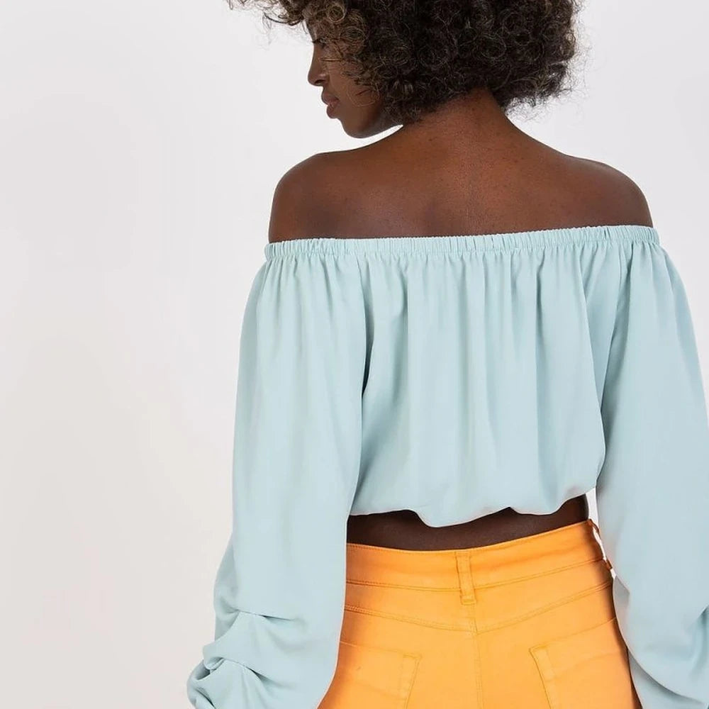 Polyester Blouse Off-Shoulder Wide Sleeves