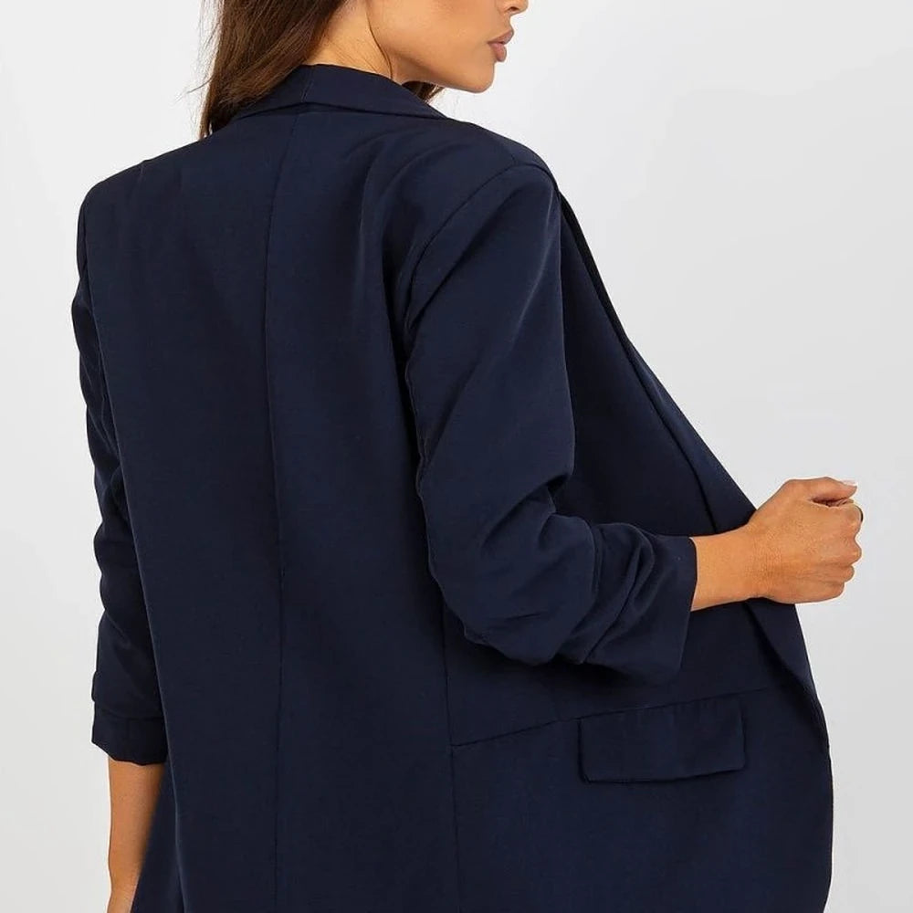 3/4 Sleeve Unbuttoned Jacket with Lining
