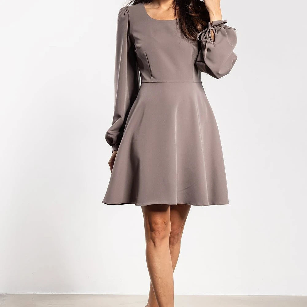 Flared Mini Dress with Puffy Sleeves
