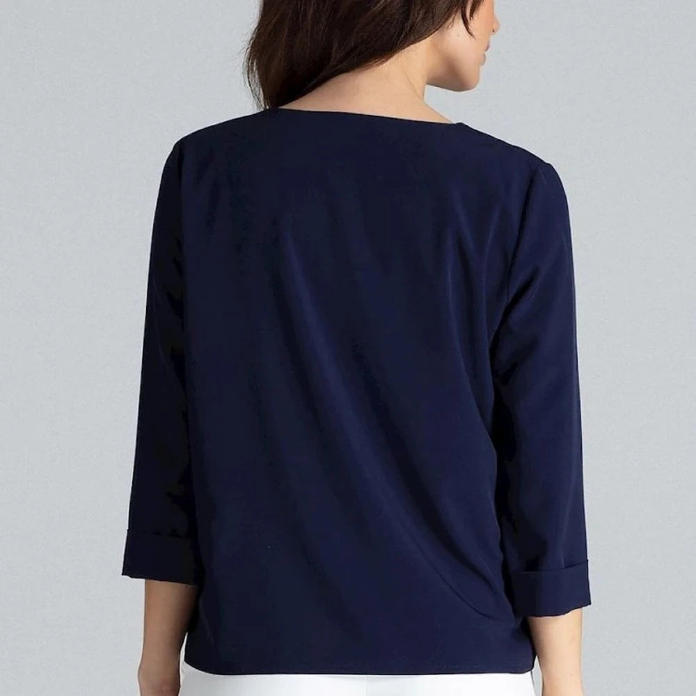 Women's Long Sleeve Pleated Blouse