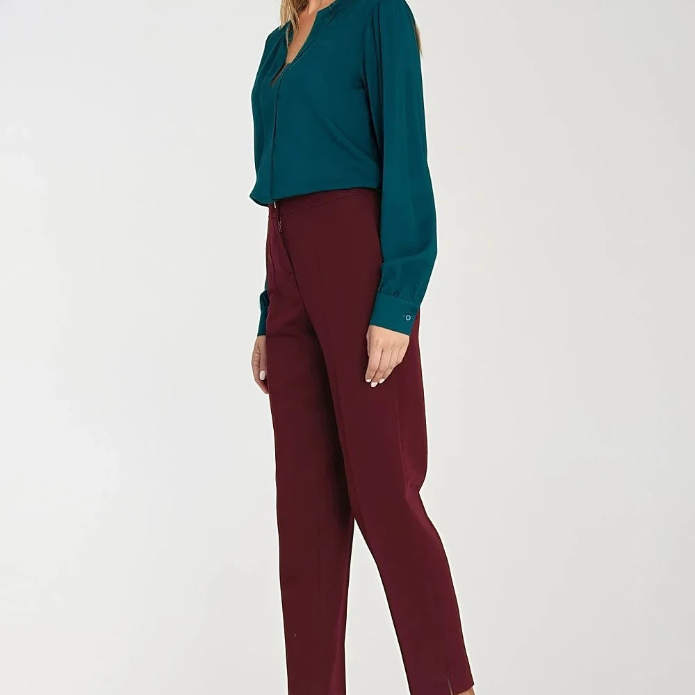 Viscose V-Neck Blouse with Pleat Detail
