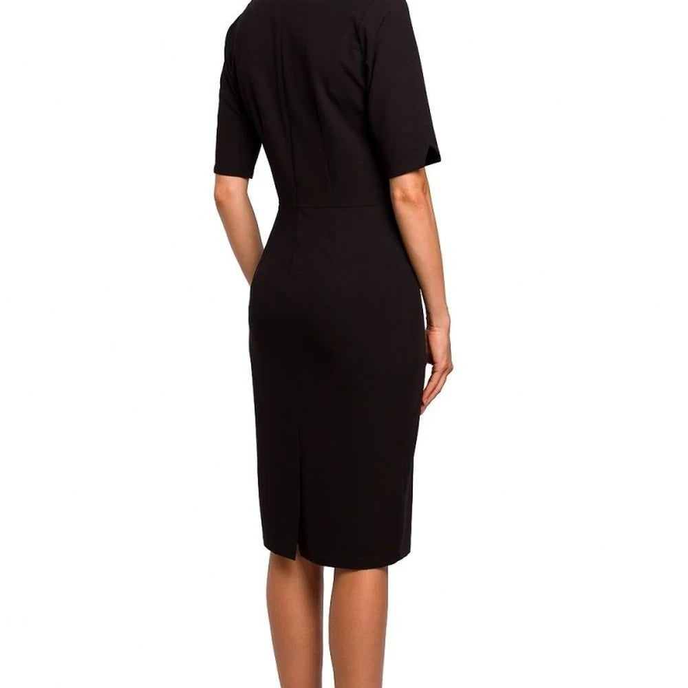 Elegant Pencil Dress with V-Neck and Cutouts