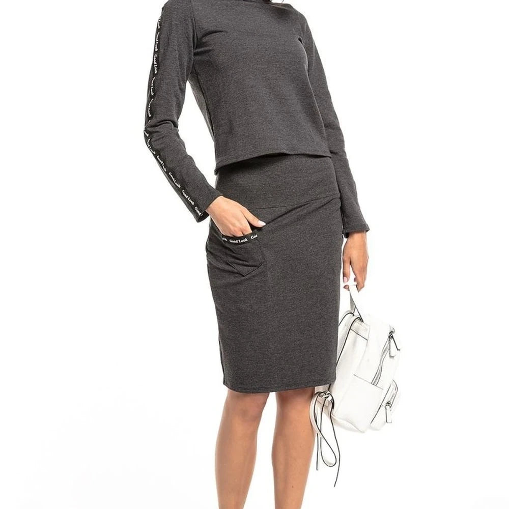 Red Straight Skirt with High Waist