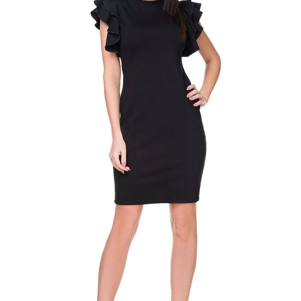 Knitted Evening Dress with Frill Sleeves