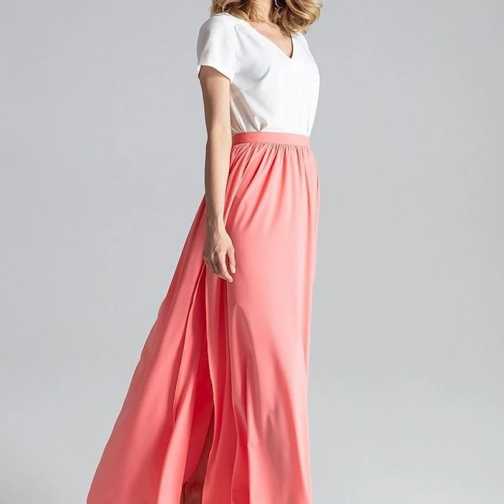 Women's Long Wide Skirt with Side Slits