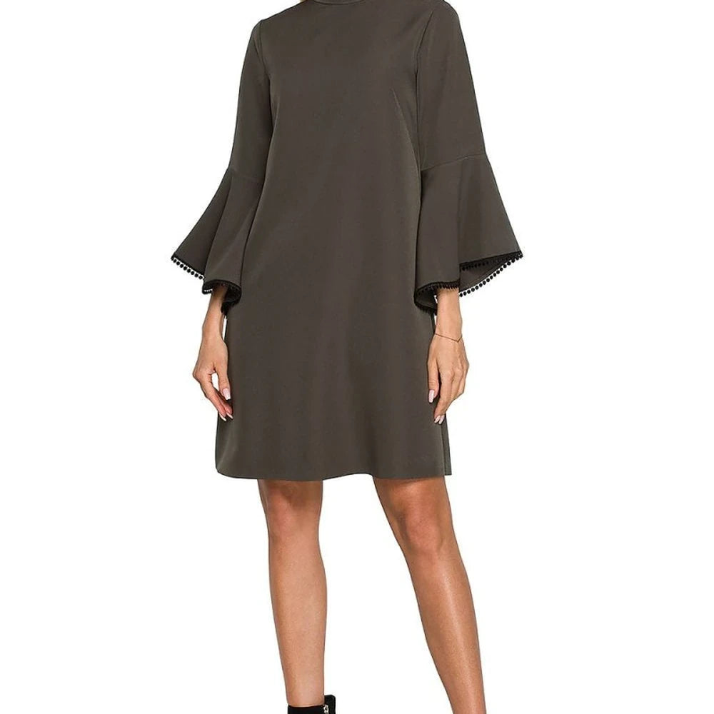 A-Line Dress with Ruffled Sleeves