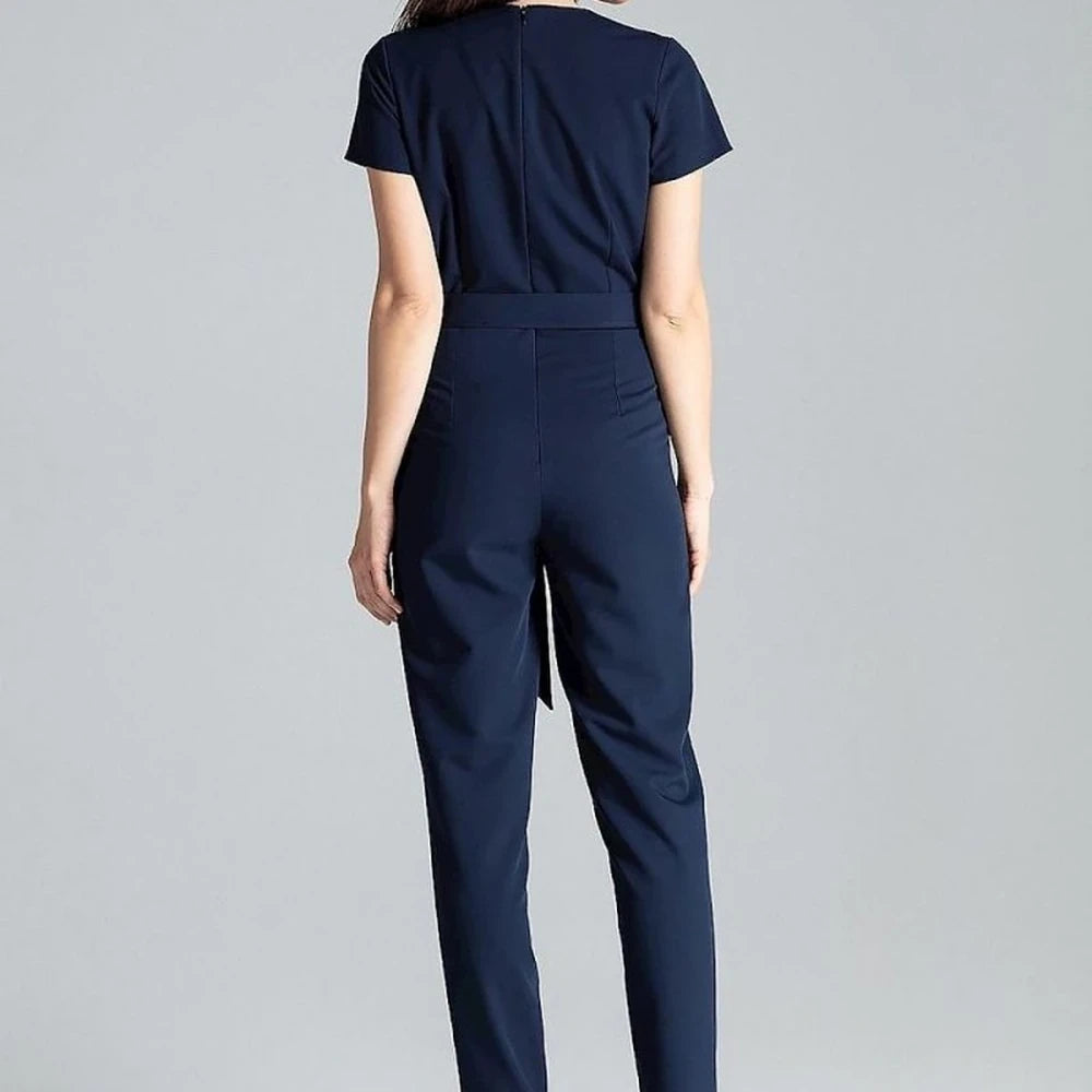 Short Sleeve Jumpsuit with Tie Waist