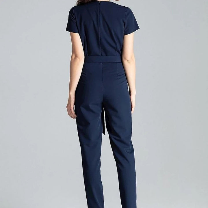 Short Sleeve Jumpsuit with Tie Waist