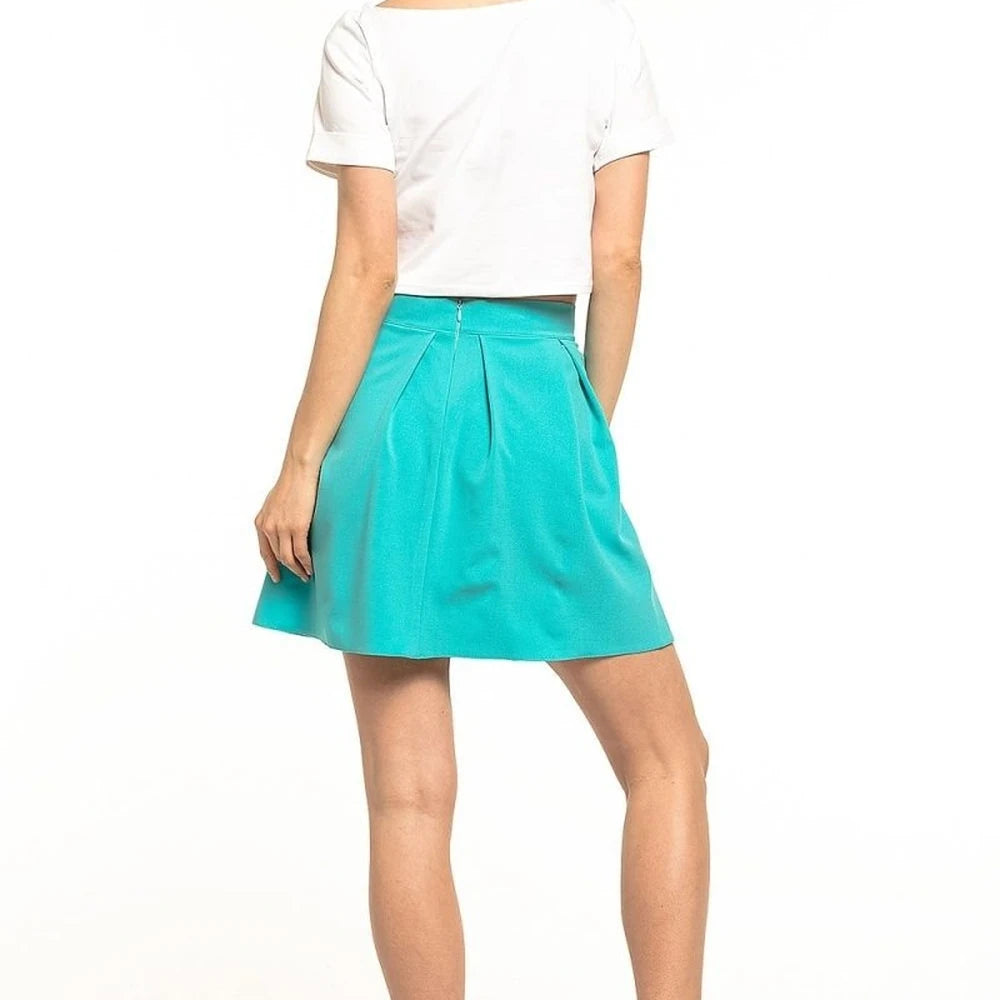Pleated Mini Skirt with Back Zip