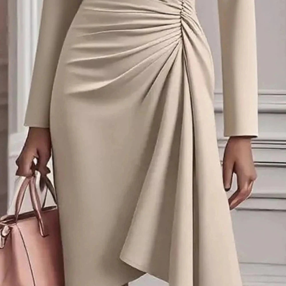 Ruched Surplice Long Sleeve Dress