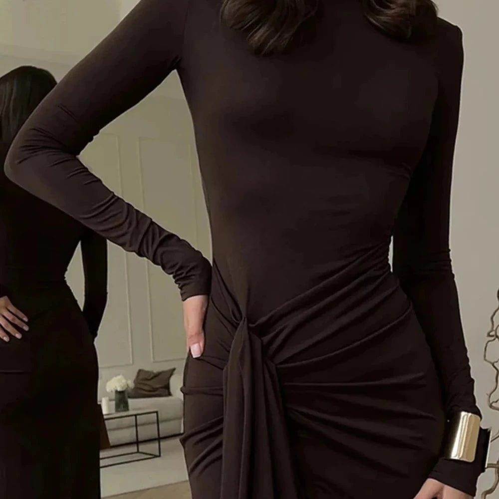 Turtleneck Slit Maxi Dress