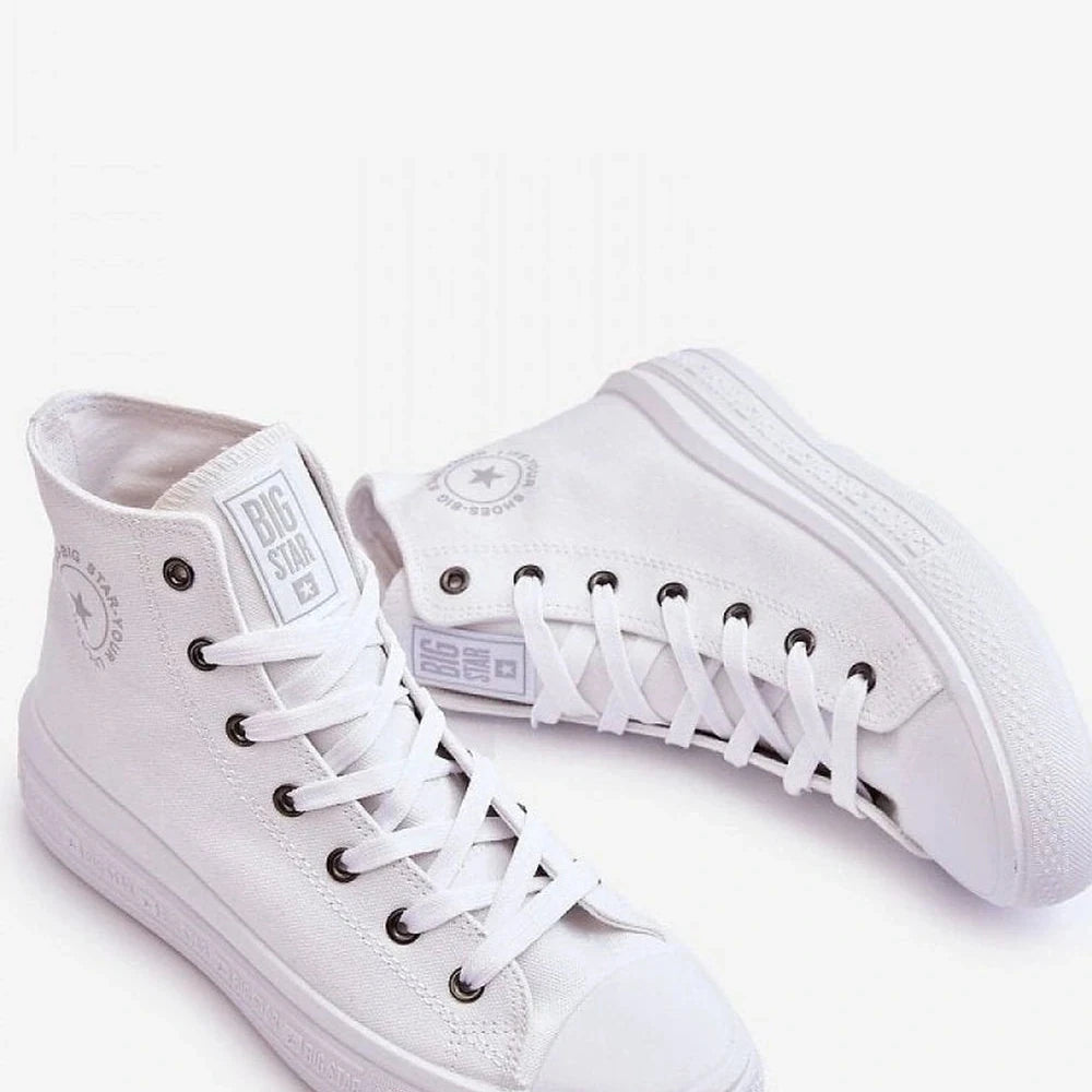 White Striped Platform High-Top Sneakers