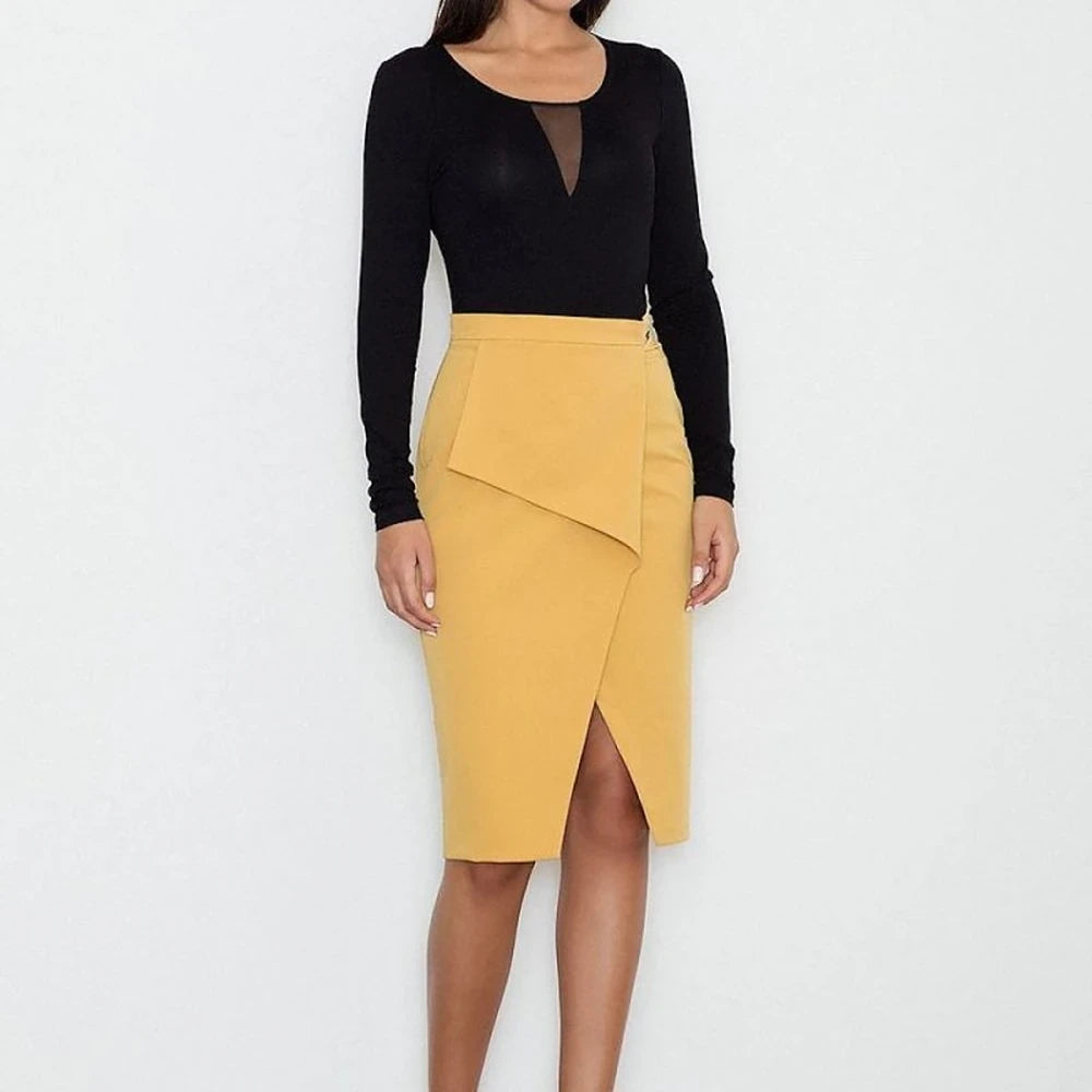 Cotton Blend Skirt with Front Flap