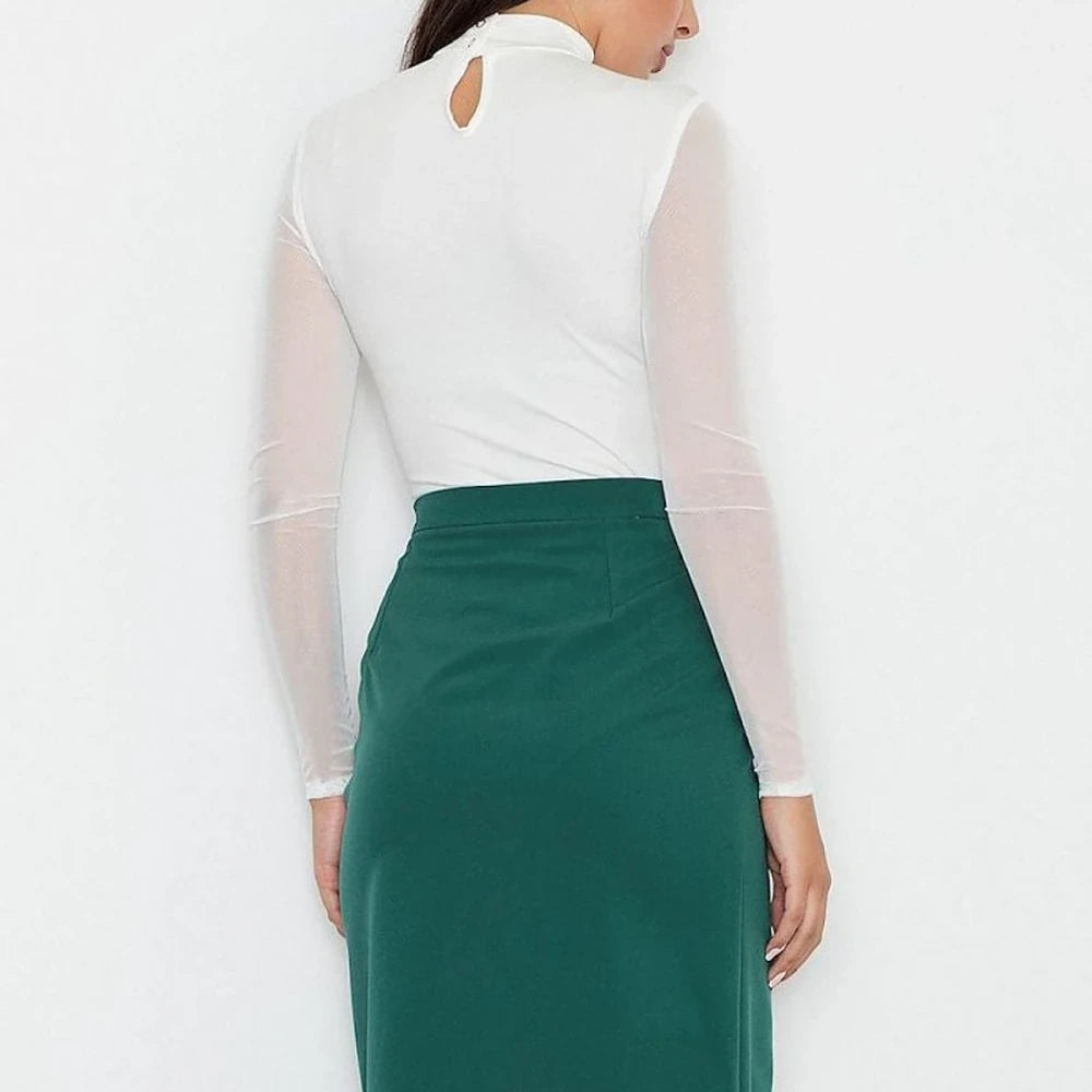 Cotton Blend Skirt with Front Flap