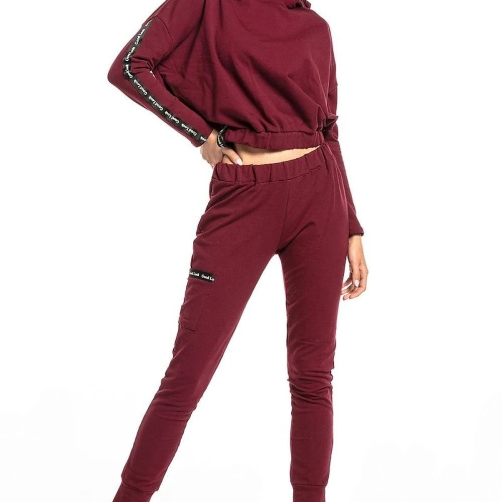 Red Cotton Blend Hooded Sweatshirt