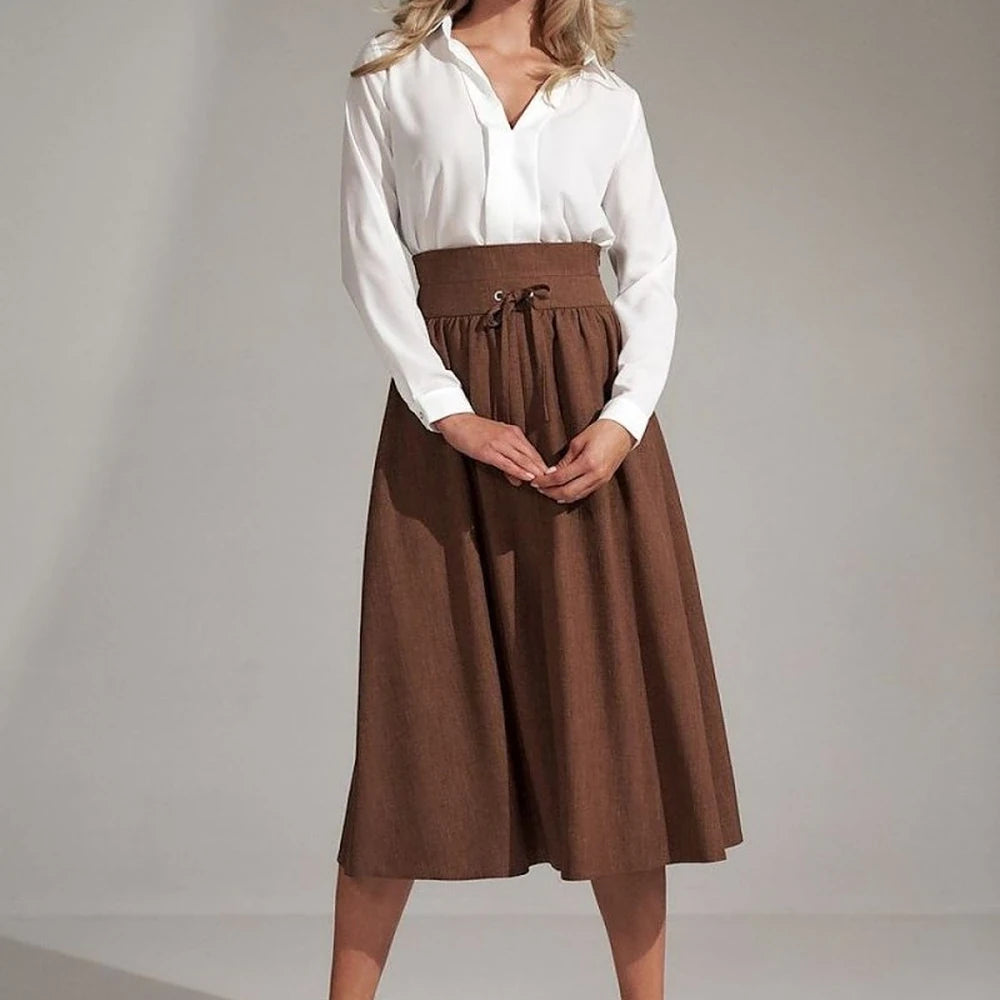 Flared Pleated Plaid Maxi Skirt