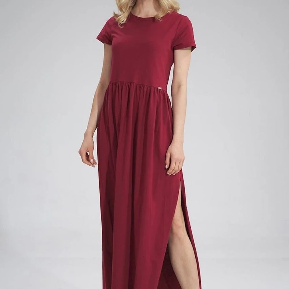 Summer Cotton Maxi Dress with Slit