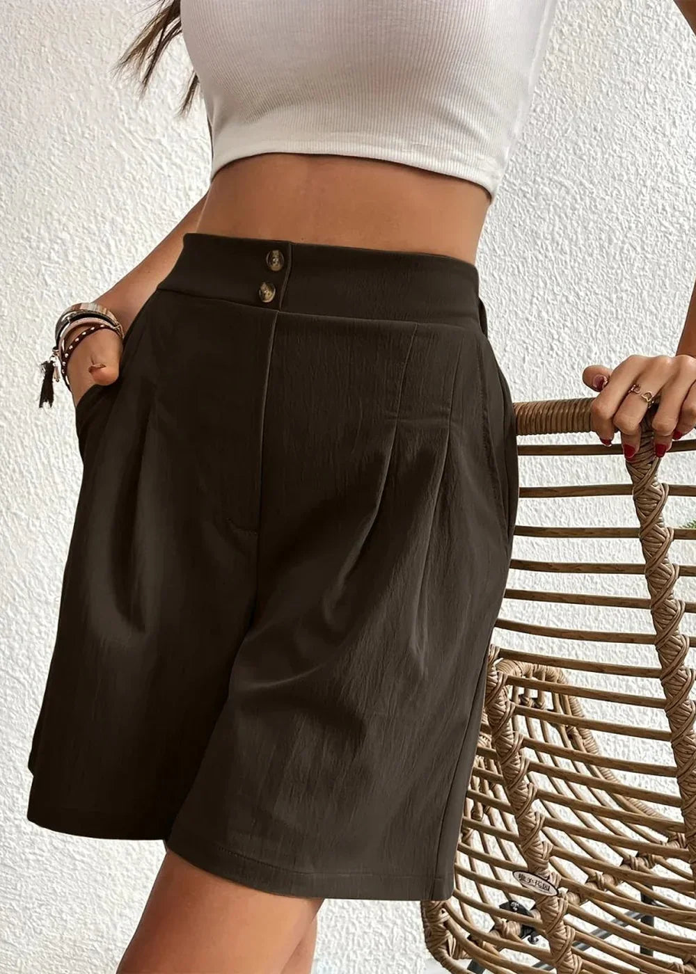 Pocketed Drawstring Waist Shorts