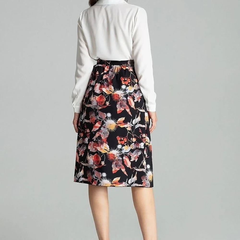 Floral Pleated Midi Skirt with Belt