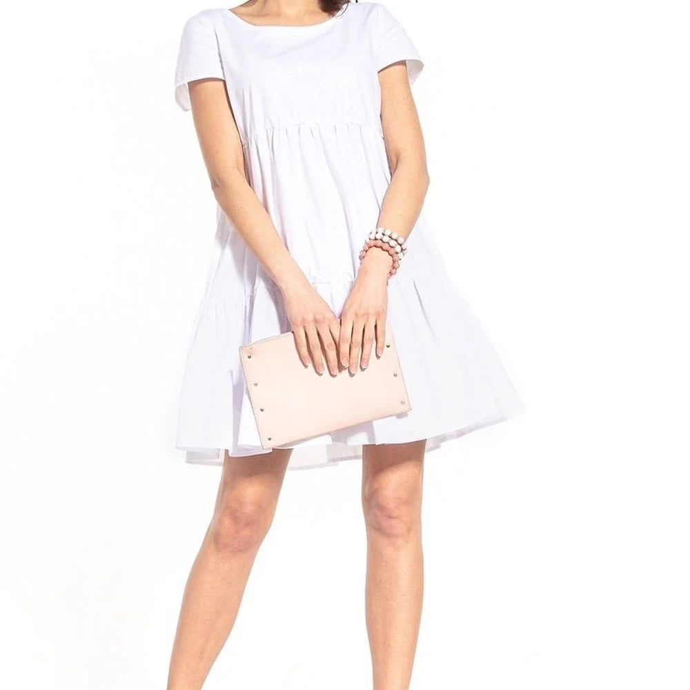 Boat Neck Short Sleeve Cotton Dress