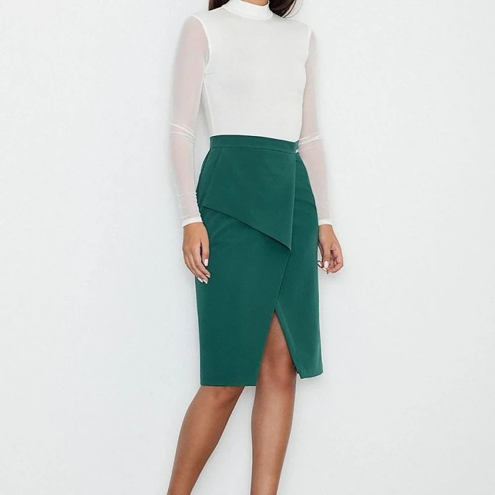 Cotton Blend Skirt with Front Flap