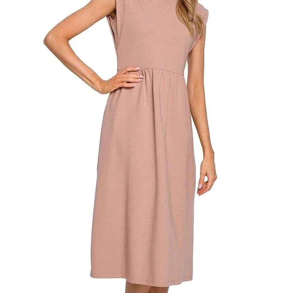 Stretchy Ribbed Knit Midi Dress
