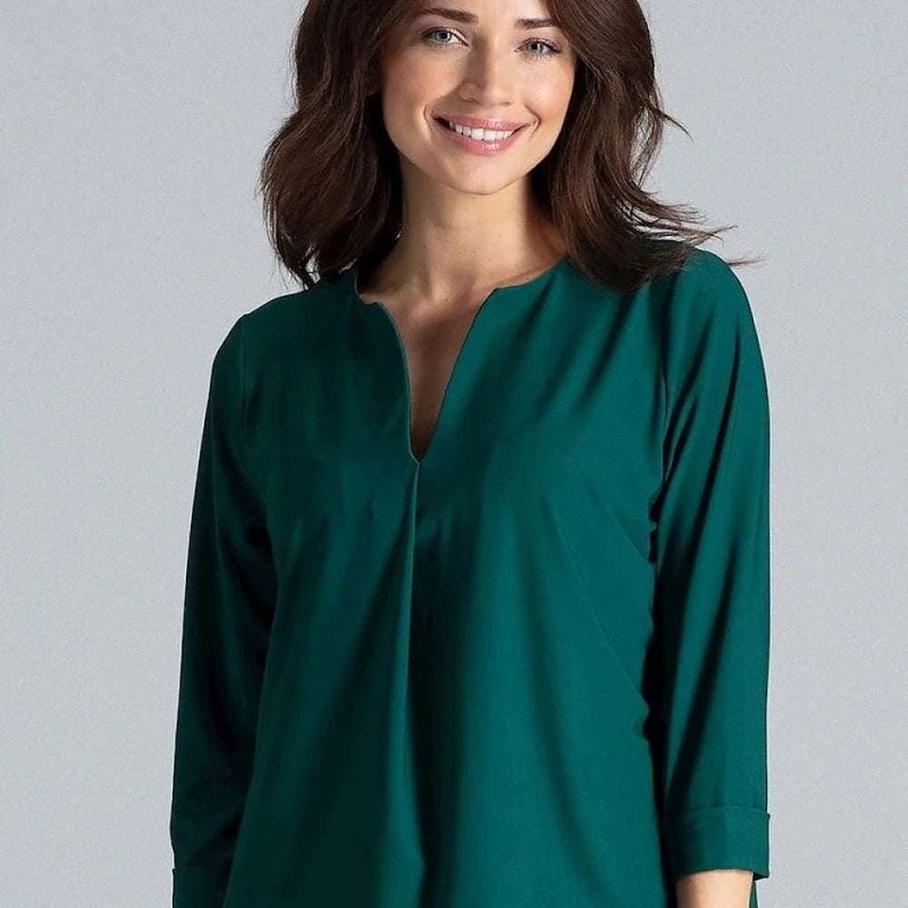 Women's Long Sleeve Pleated Blouse