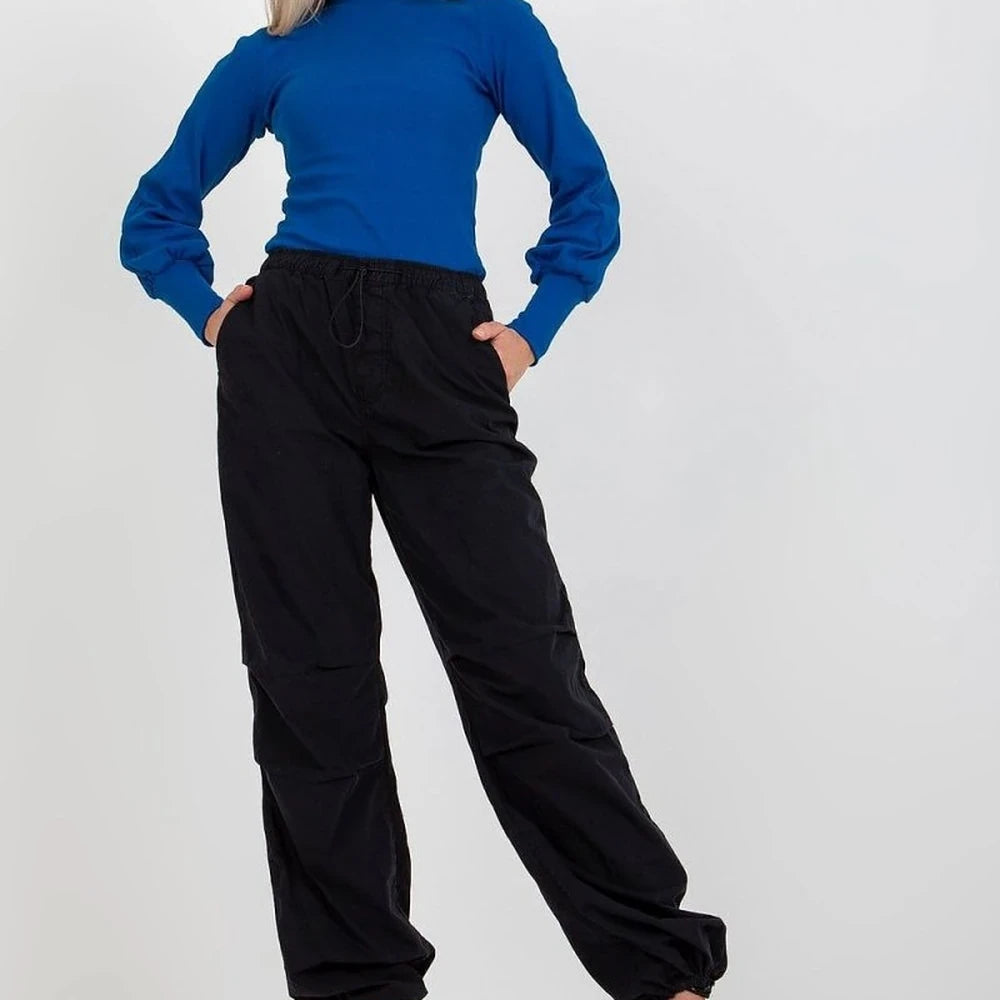 Ribbed Blouse with Long Sleeves and Wide Cuffs