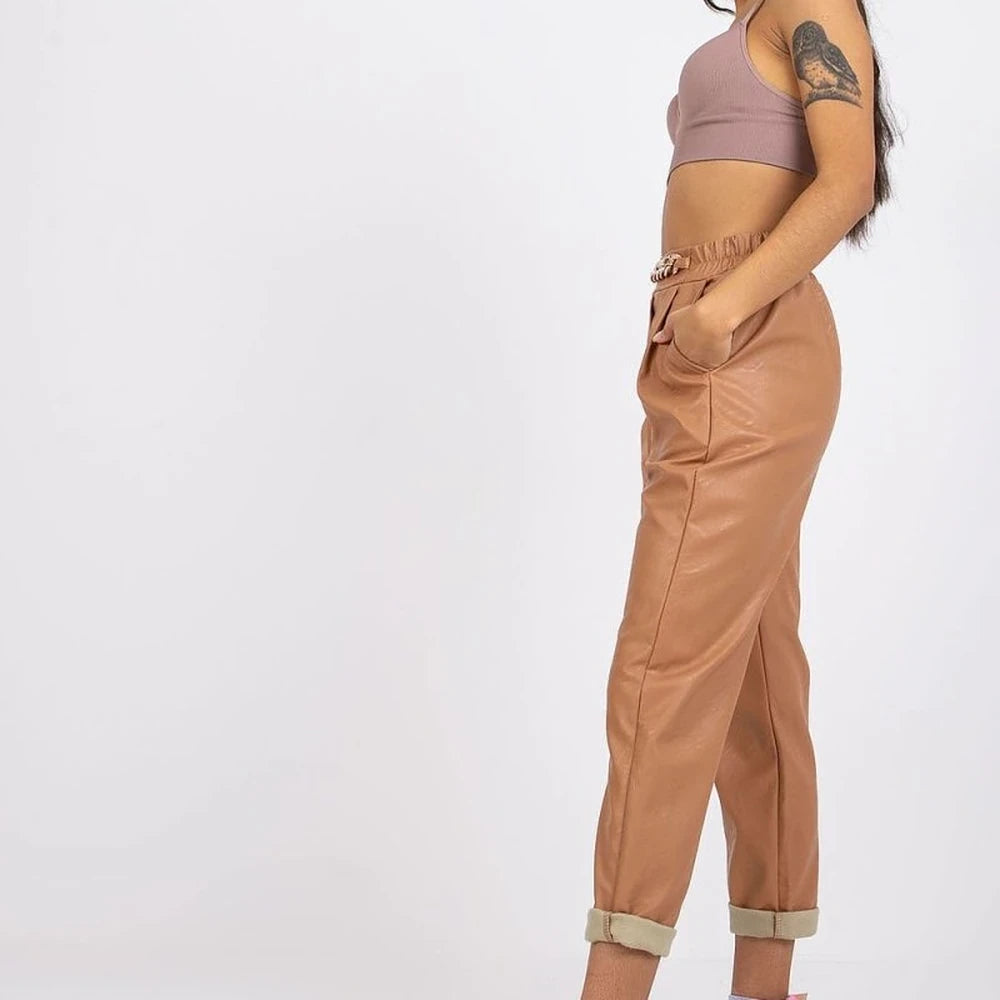 Women's 7/8 Length Faux Leather Trousers