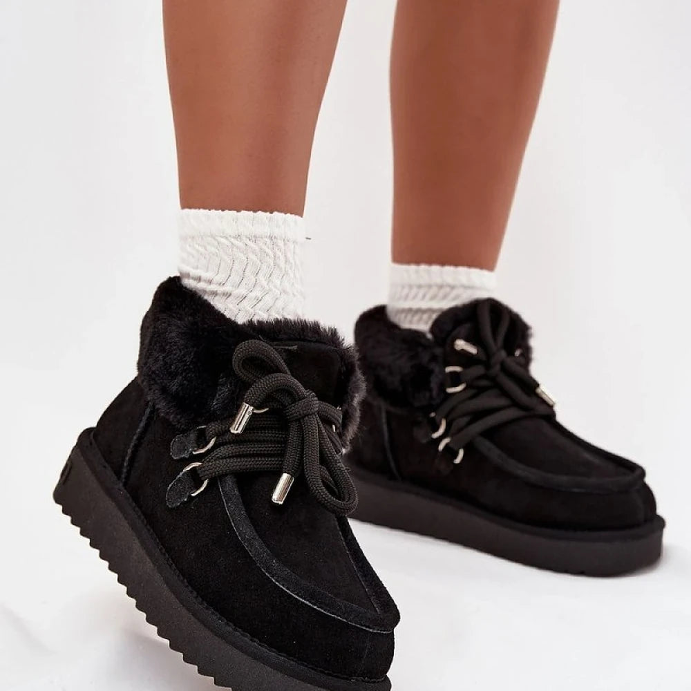 Women's Suede Snow Boots with Fur Lining