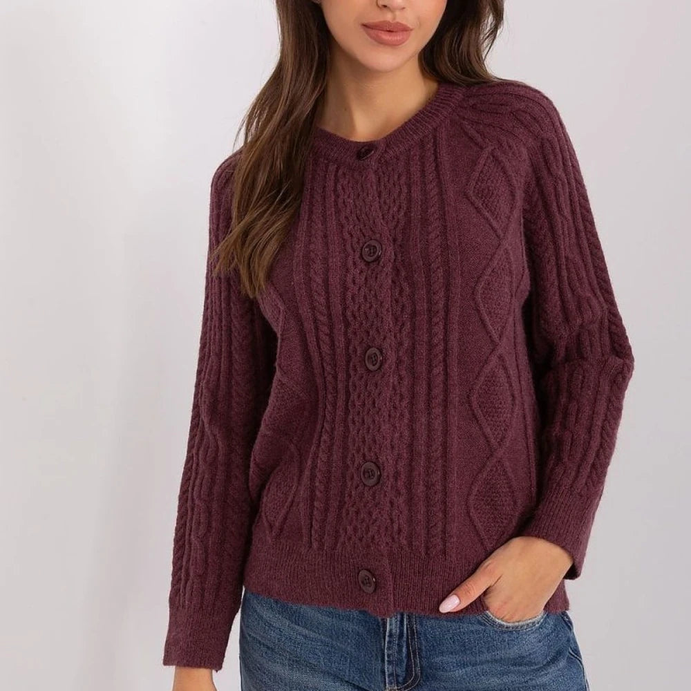 Variegated Texture Round Neck Cardigan