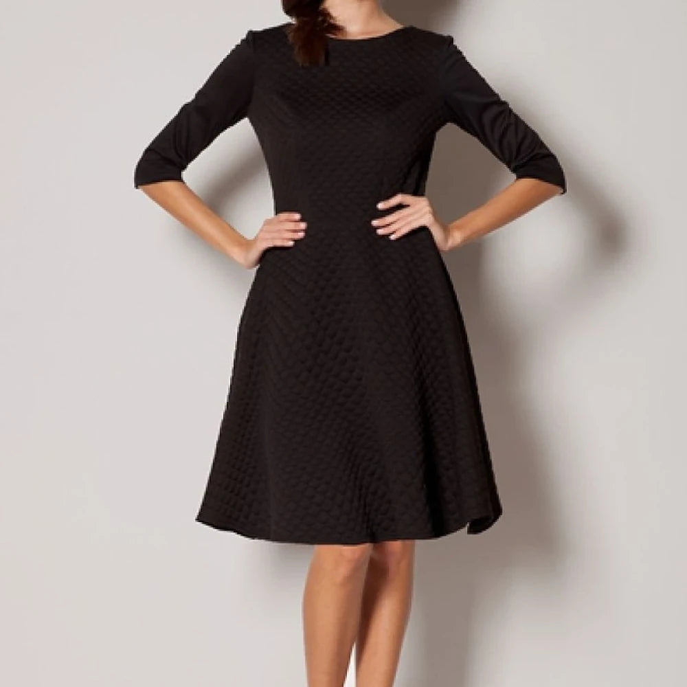 Pink Quilted Pattern Knee-Length Dress