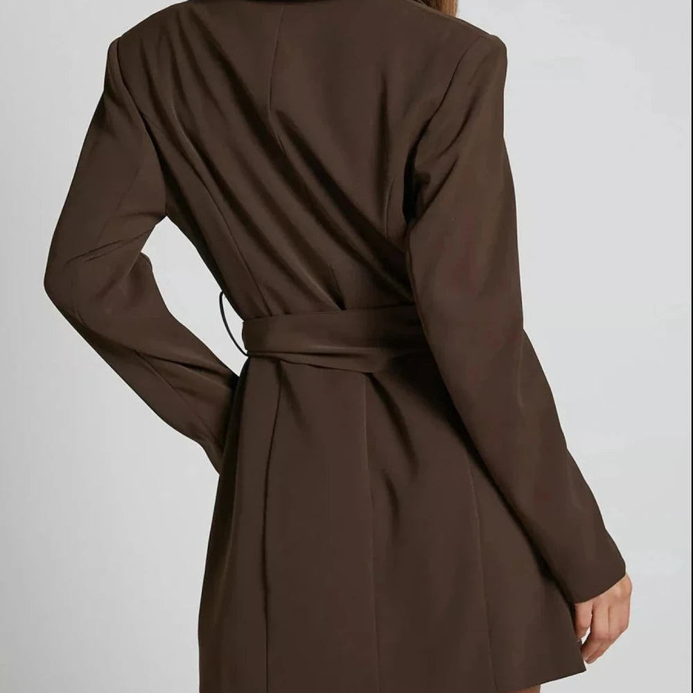 Lapel Collar Tie Waist Blazer