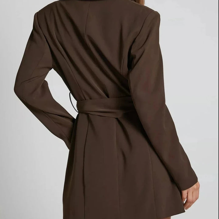 Lapel Collar Tie Waist Blazer