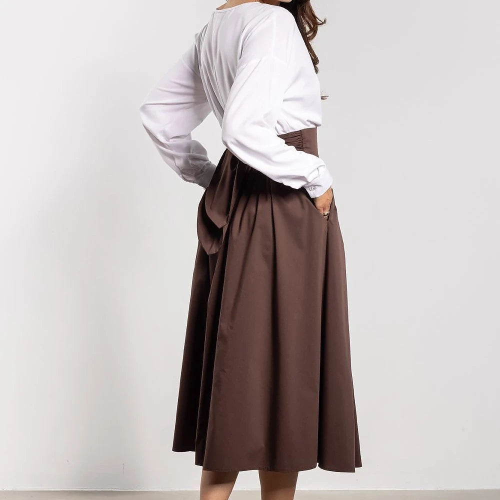 Midi Skirt with Tie Belt