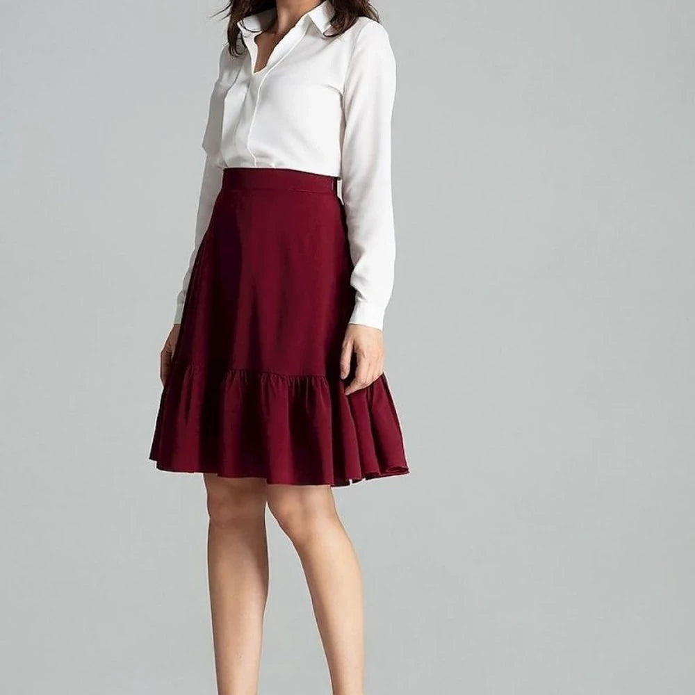 Striped Flared Mini Skirt with Frill